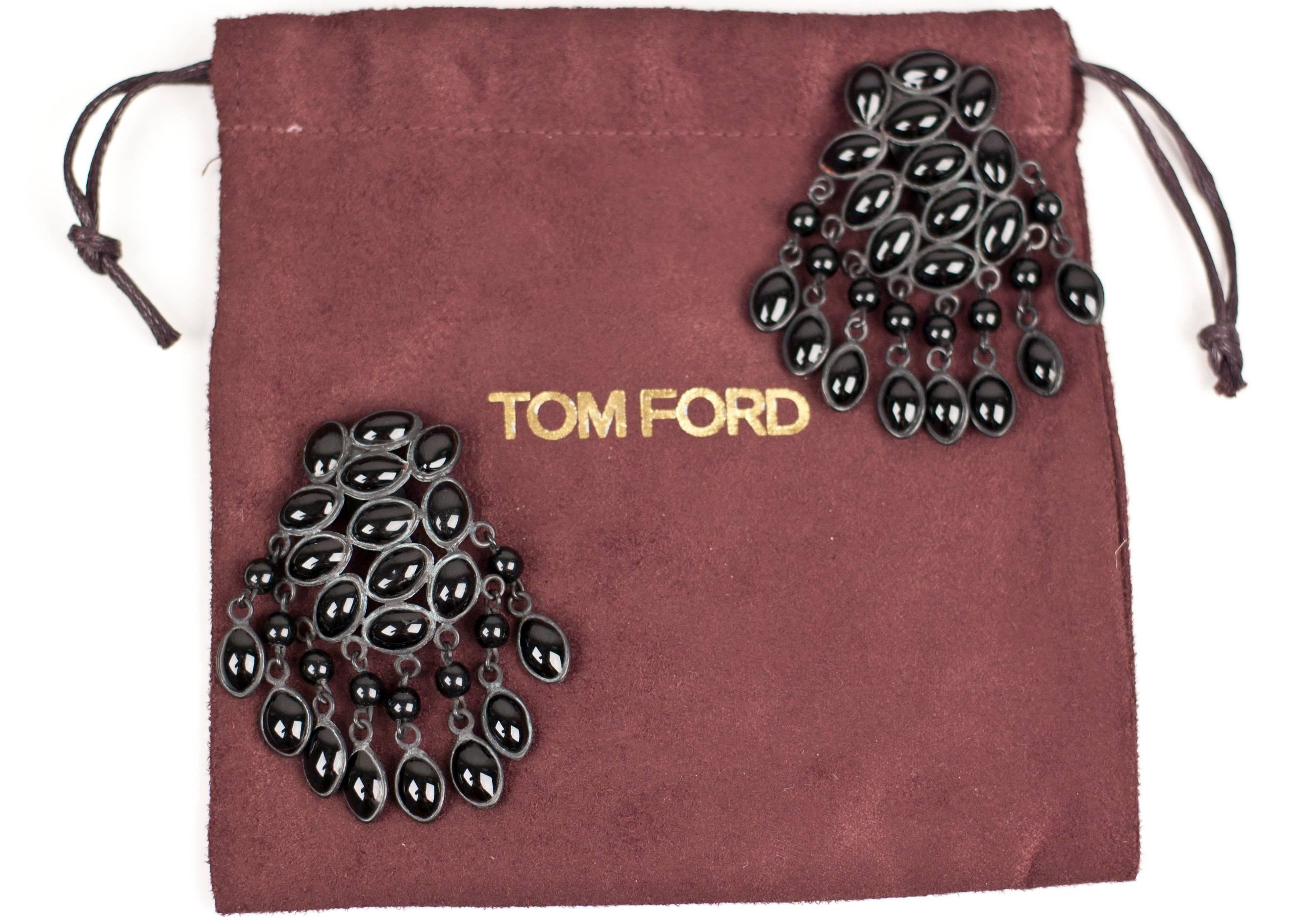 Tom Ford black pate de verre bouquet earrings 1