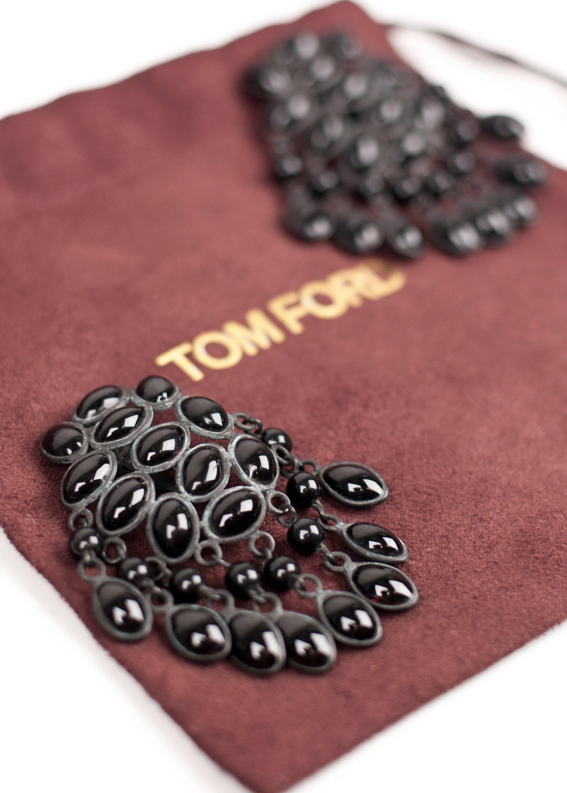 Tom Ford black pate de verre bouquet earrings 2