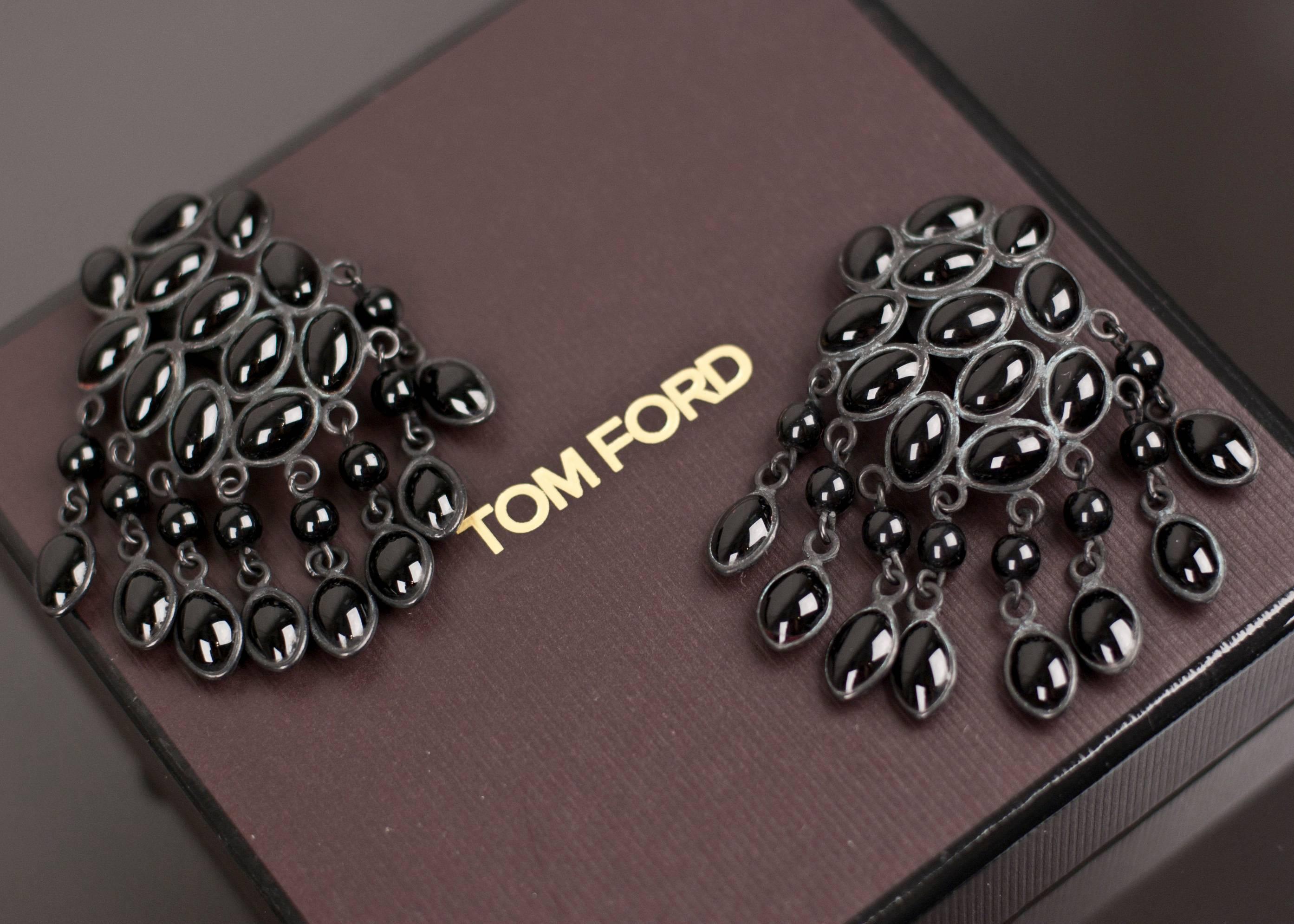 Women's Tom Ford black pate de verre bouquet earrings