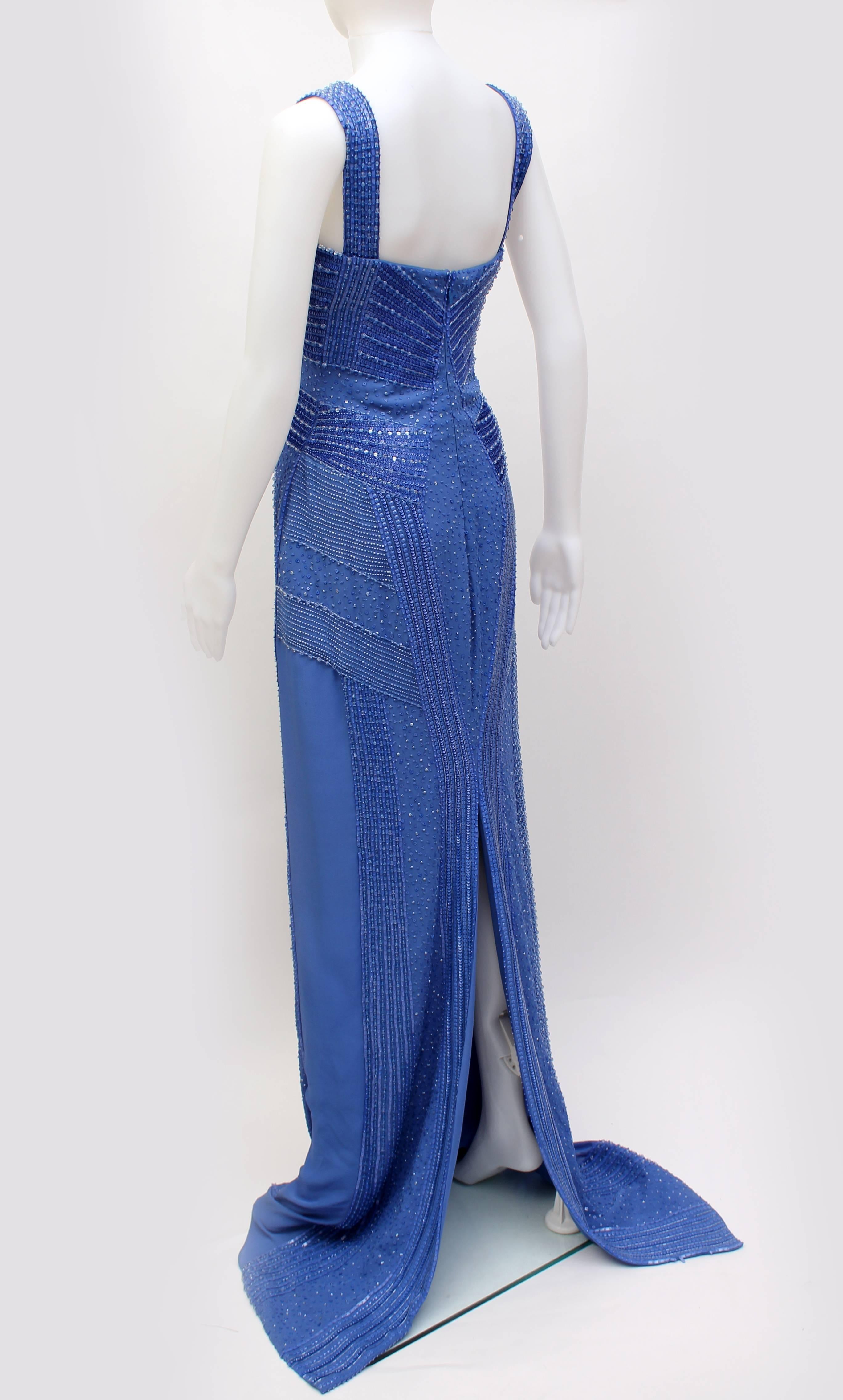 Blue New Versace embellished blue gown