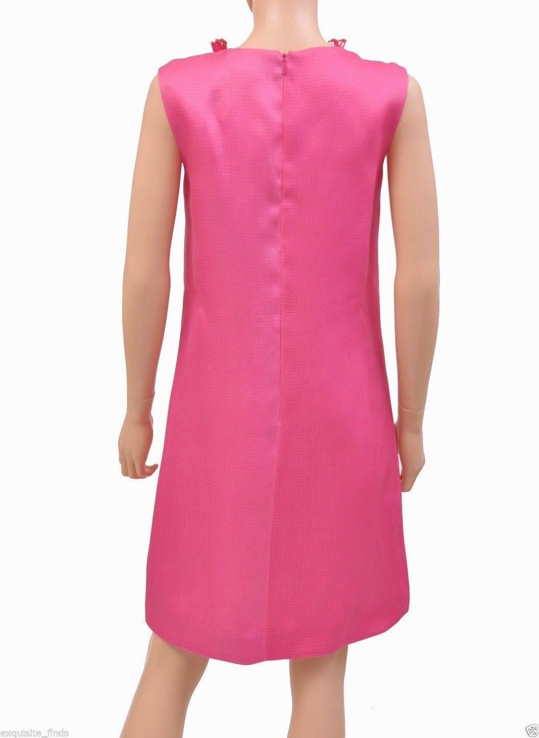 New GUCCI HOT PINK RAFFIA DRESS with FLORAL EMBROIDERY 1