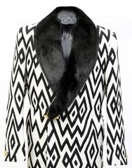 Versace Men's Printed Coat with Mink Fur