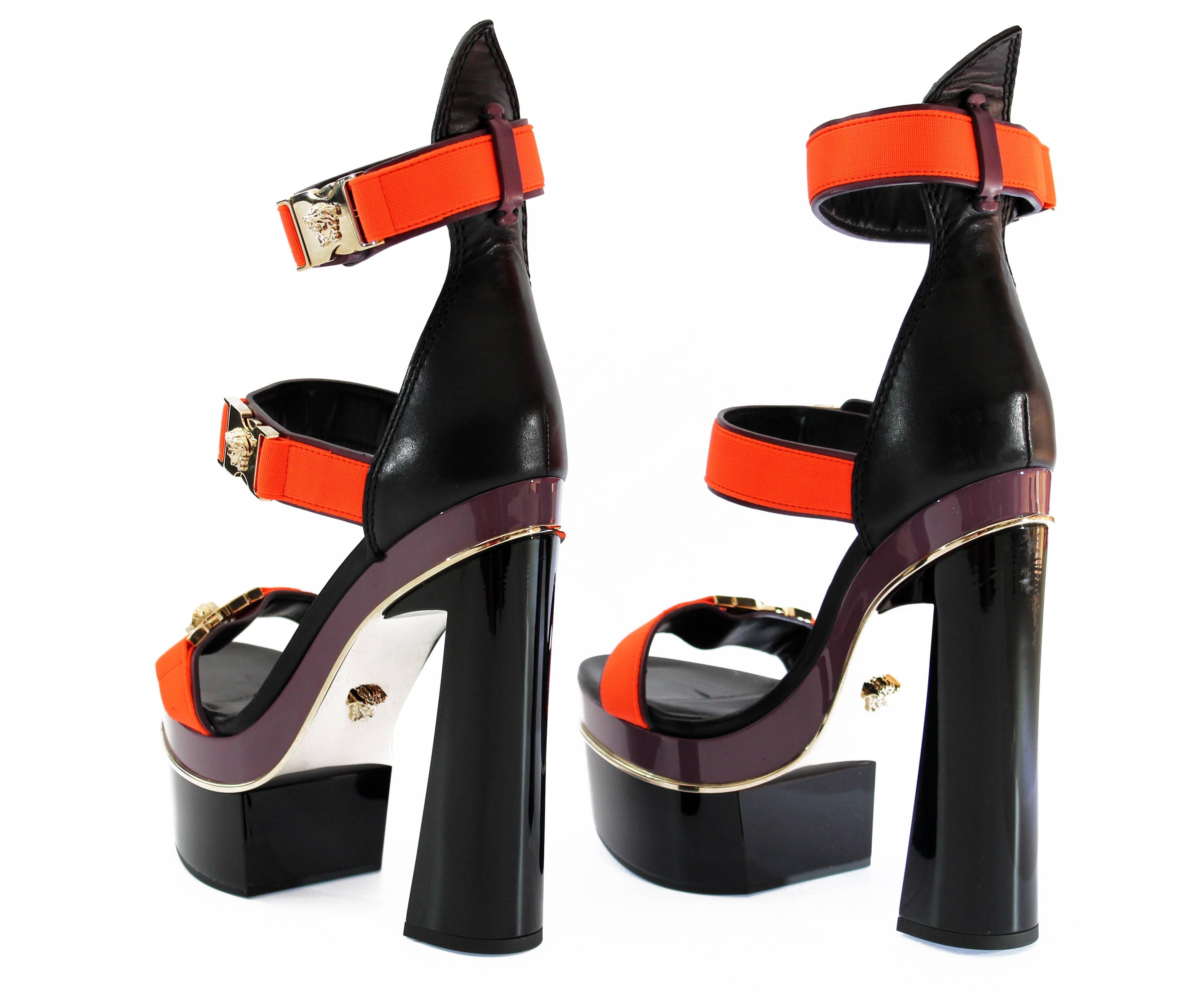 versace medusa tri-strap platform sandals