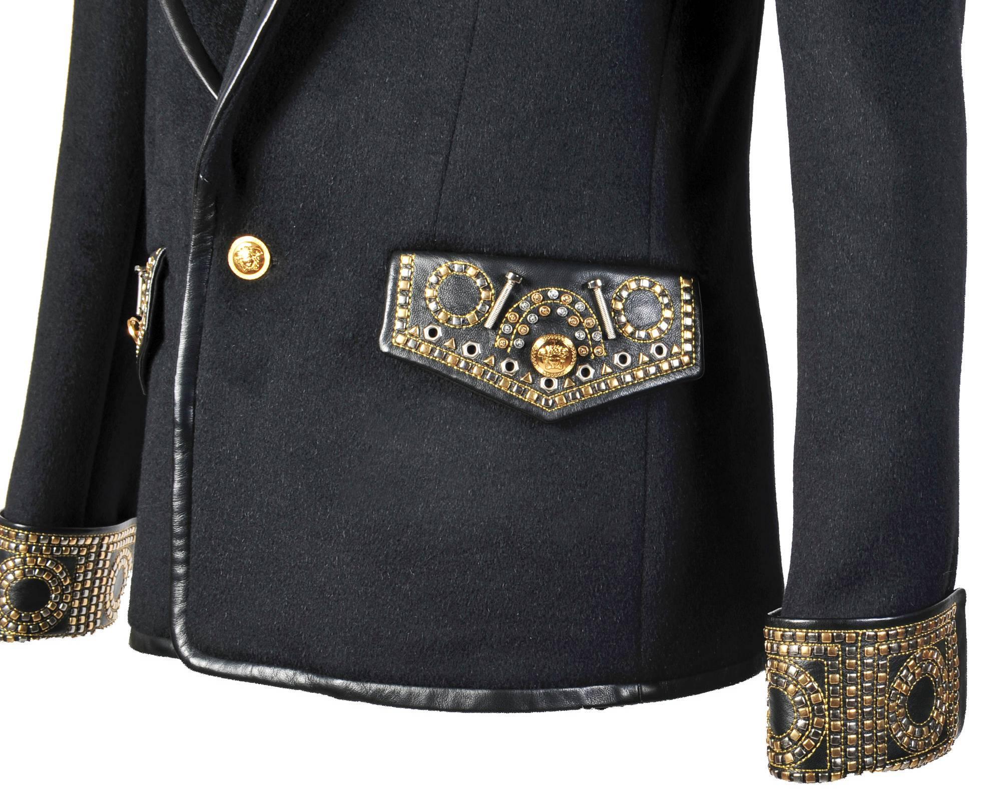 VERSACE  

Embroidered blazer

This cover-up echoes a classic masculine style and shows how Versace reinterprets iconic pieces of a man's wardrobe season after season.
 It features two pockets and cuffs embellished with studs and gold