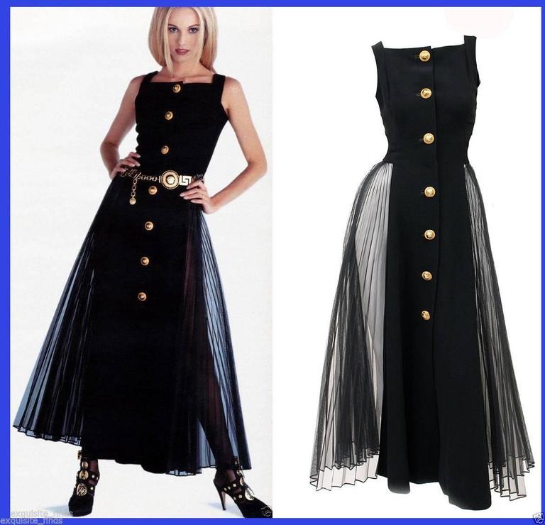 f/w 1992 ICONIC MUSEUM-WORTHY VERSACE ATELIER LONG BLACK DRESS For Sale ...
