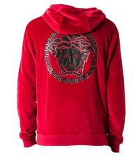 Versace Leather Medusa Appliqué Red Velvet Suit for Men