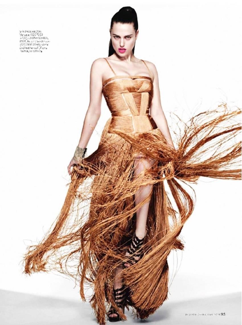 Versace Nude Fringe Gown as seen on Donatella Sz 38 For Sale 3