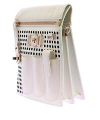 New VERSACE PERFORATED PATENT LEATHER WHITE CROSSBODY BAG