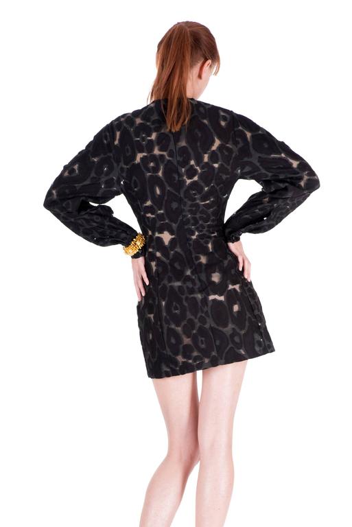 Versace Black Long Sleeve Jacquard Micro Mini Dress For Sale at 1stDibs