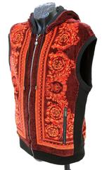 Versace Baroque Printed Velvet Sleeveless Hooded Jacket