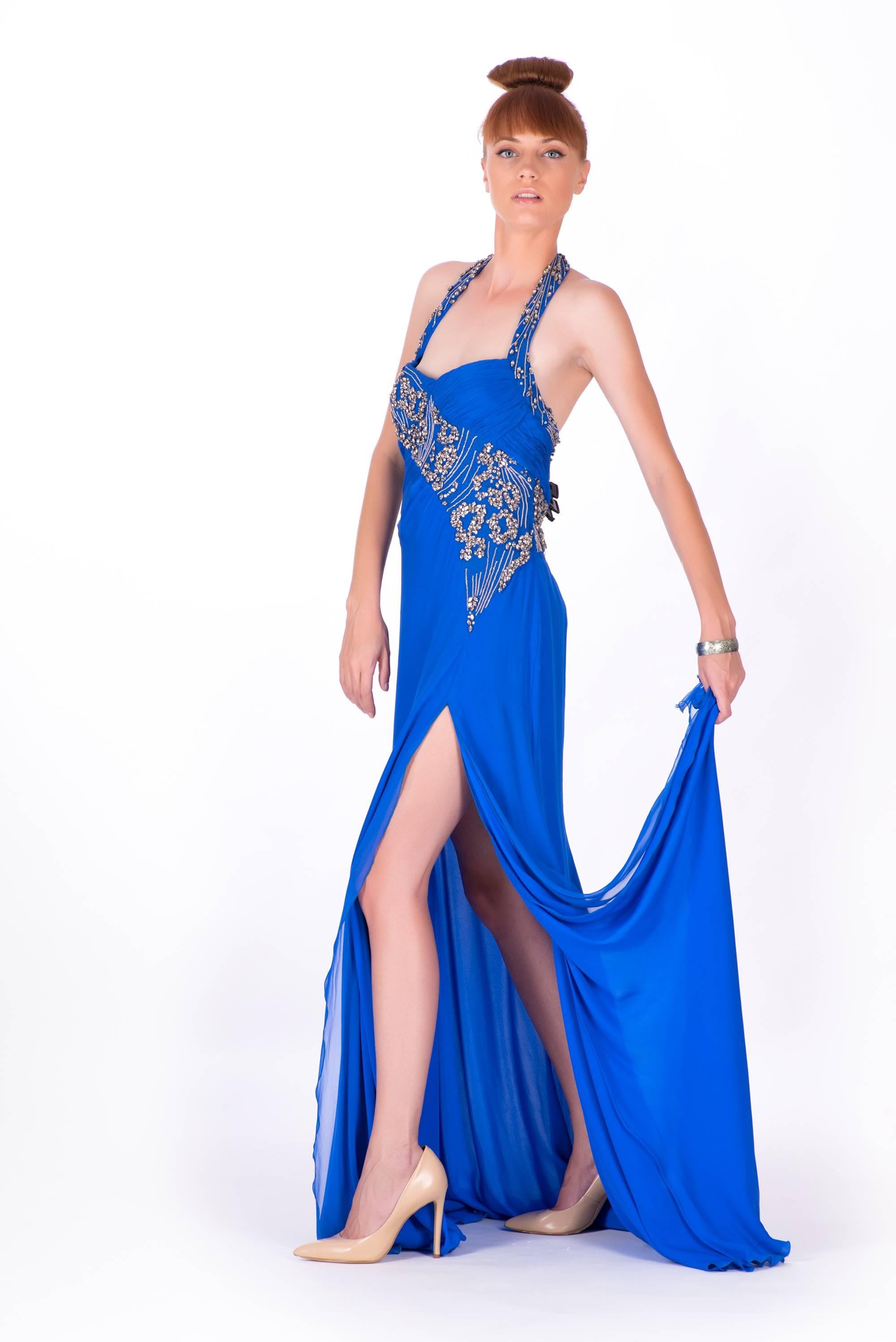 blue versace dress