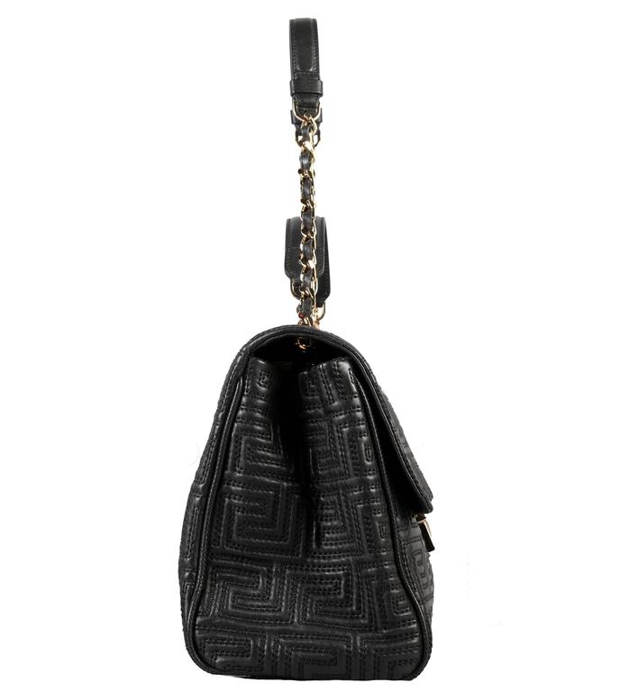 GIANNI VERSACE COUTURE large black quilted leather shoulder day bag at