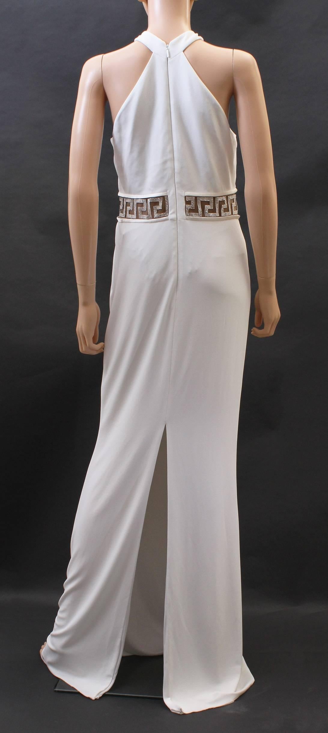 Versace Crystal Embellished white gown In New Condition In Montgomery, TX