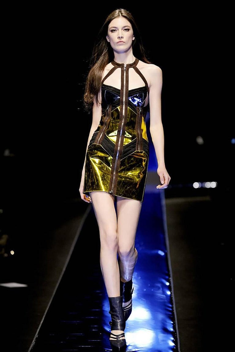 F/W 10 Look#31 VERSACE MIRRORED LEATHER DRESS For Sale at 1stDibs