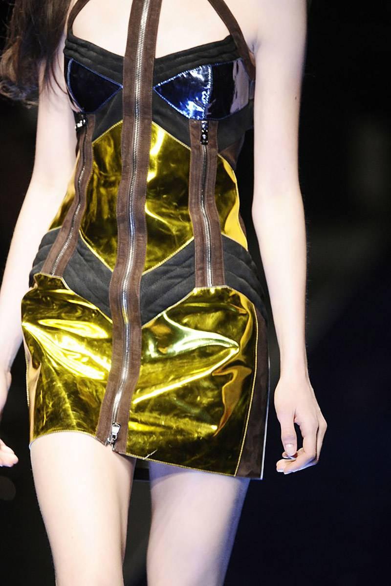 Women's F/W 10 Look#31 VERSACE MIRRORED LEATHER DRESS For Sale