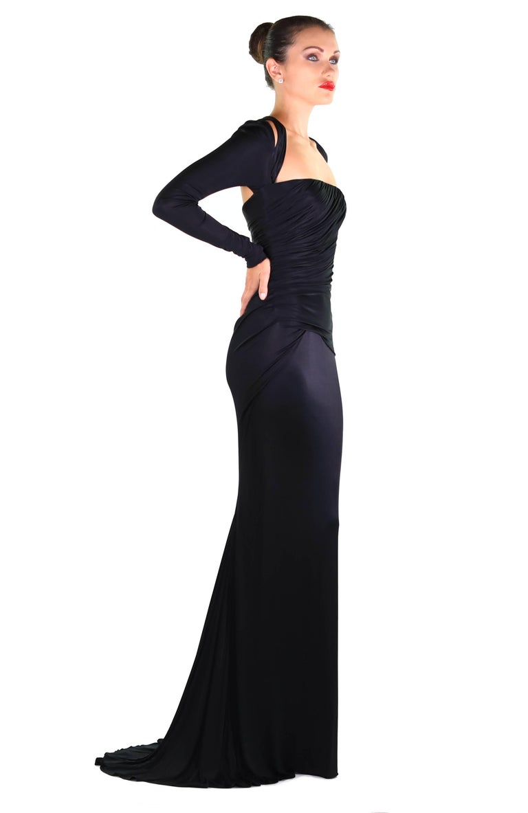 New Versace Black Long-Sleeve Stretch-Jersey Gown at 1stDibs