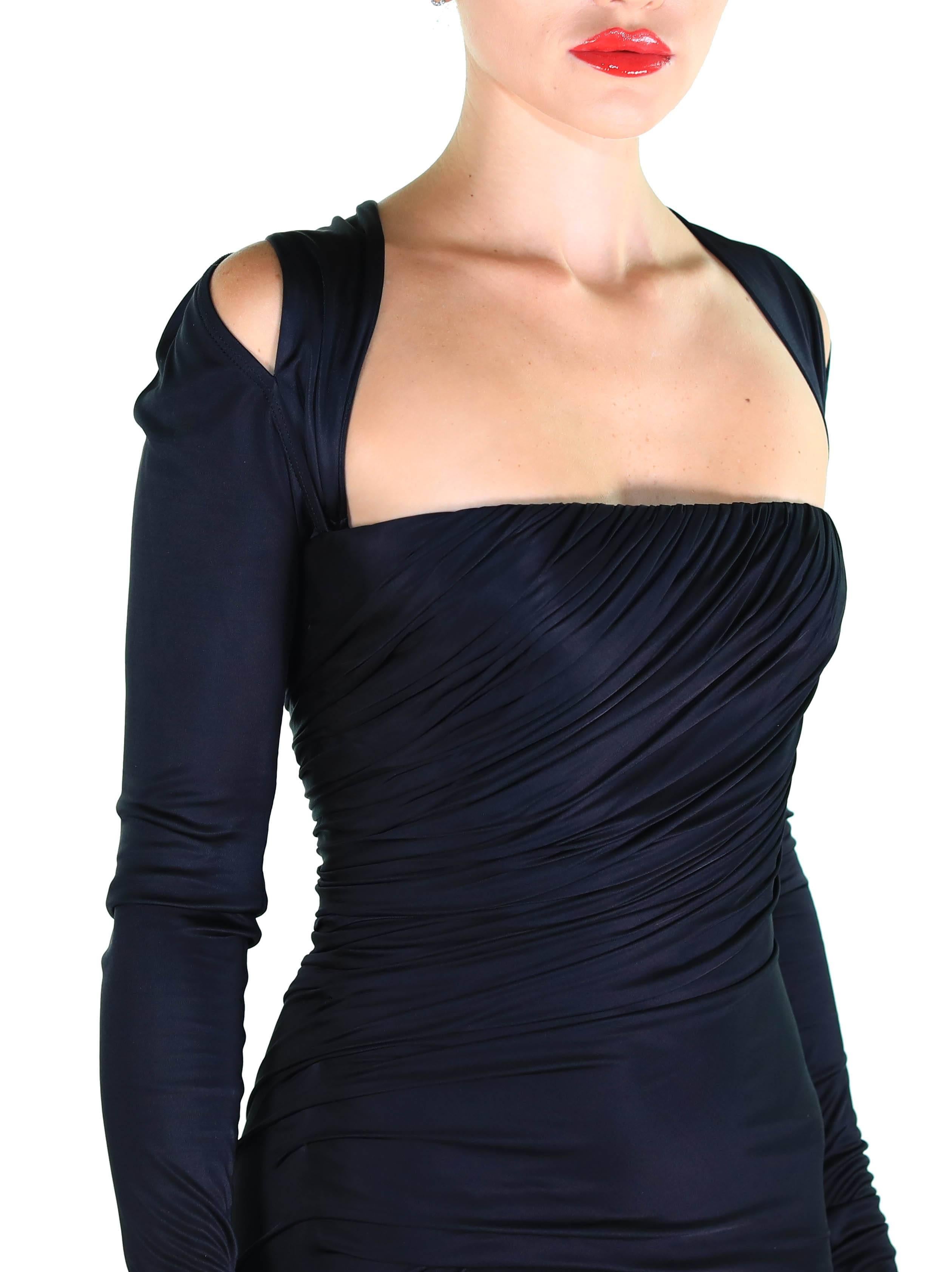 New Versace Black Long-Sleeve Stretch-Jersey Gown In New Condition In Montgomery, TX