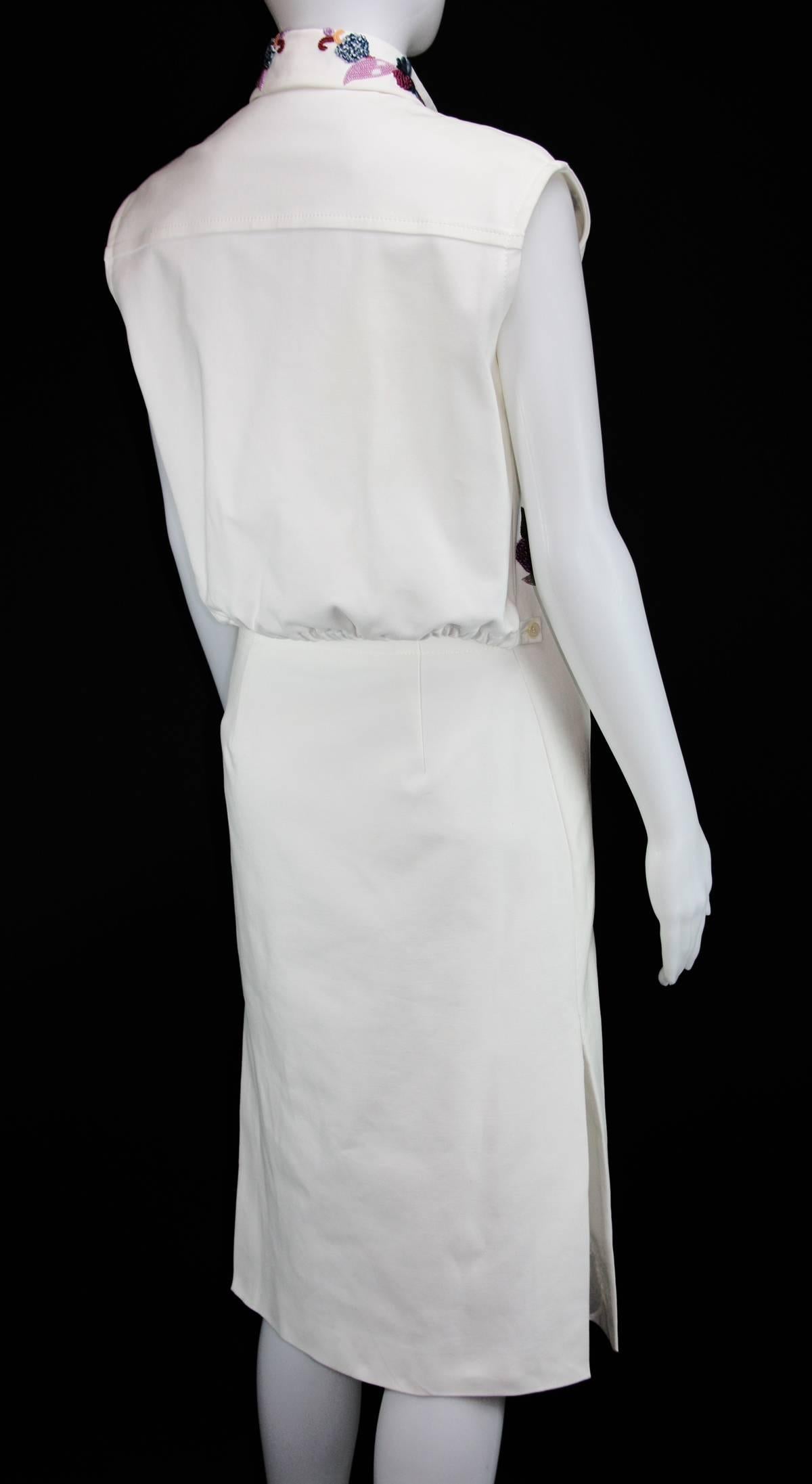 New ETRO BEADED & EMBROIDERED WHITE DRESS with BELT 4