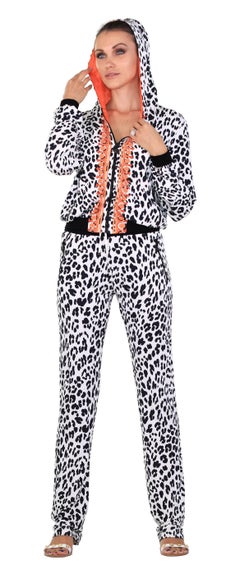 VERSACE BAROCCO ANIMALIER LOUNGE SUIT TRACK PANTS with HOODED JACKET