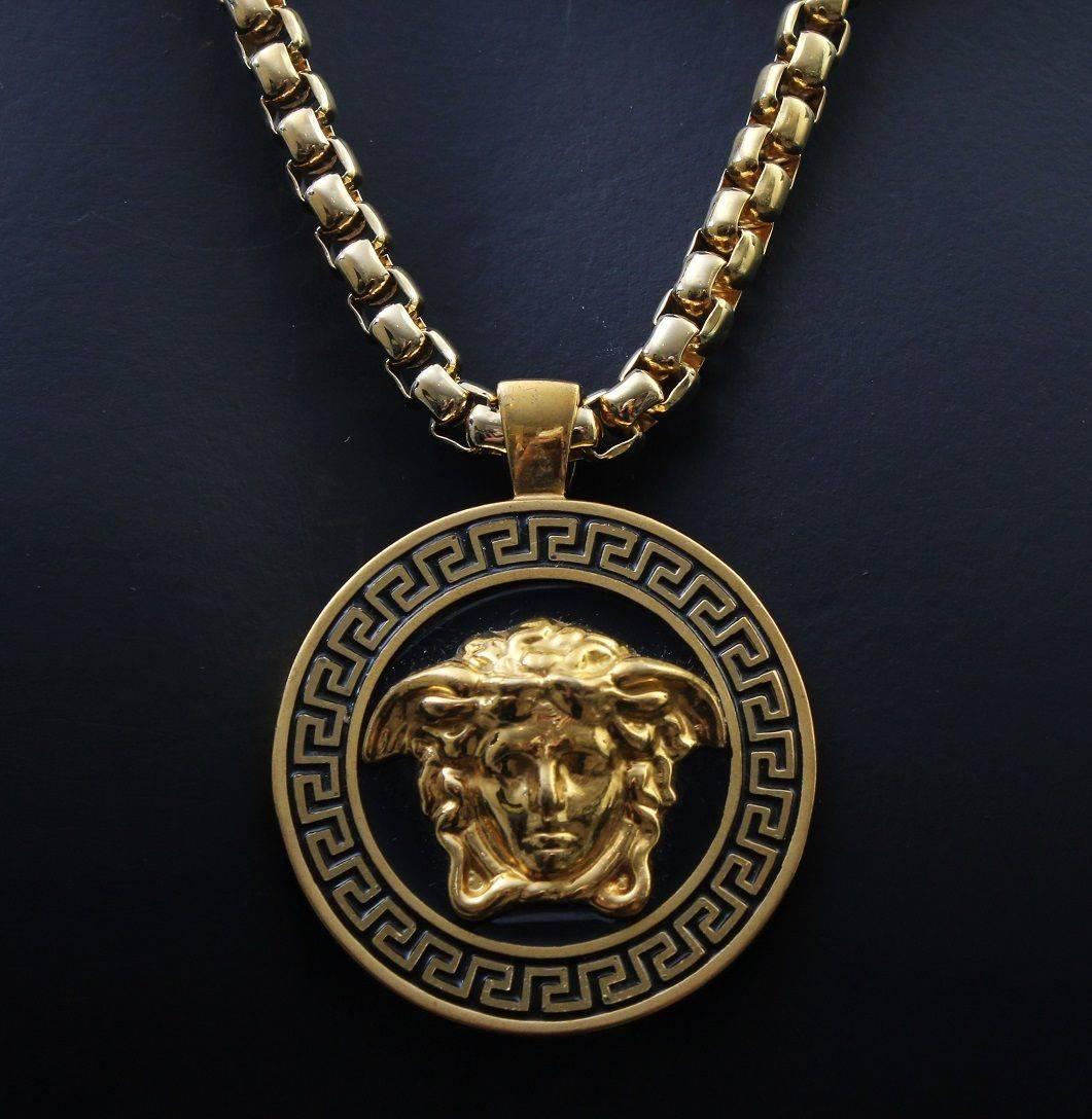 Men's Versace Gold Medusa Medallion Chain Necklace as worn by Bruno Mars