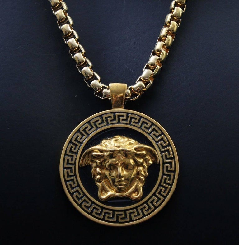 Versace Gold Medusa Medallion Chain Necklace as worn by Bruno Mars at