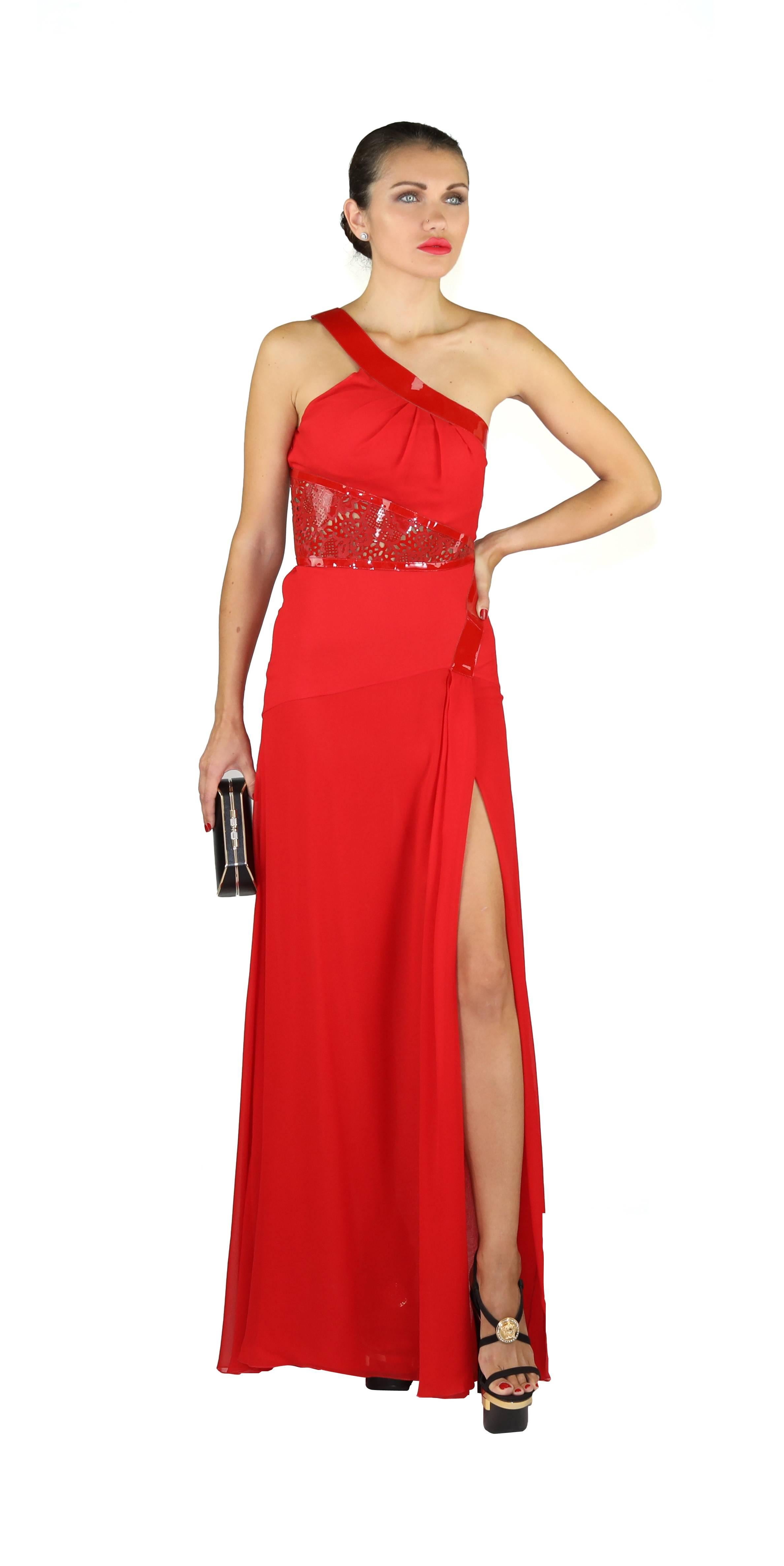 red silk gown dress
