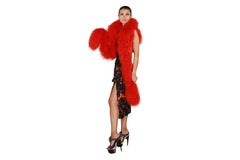 New VERSACE Fur Sleeveless Jacket Vest with Scarf