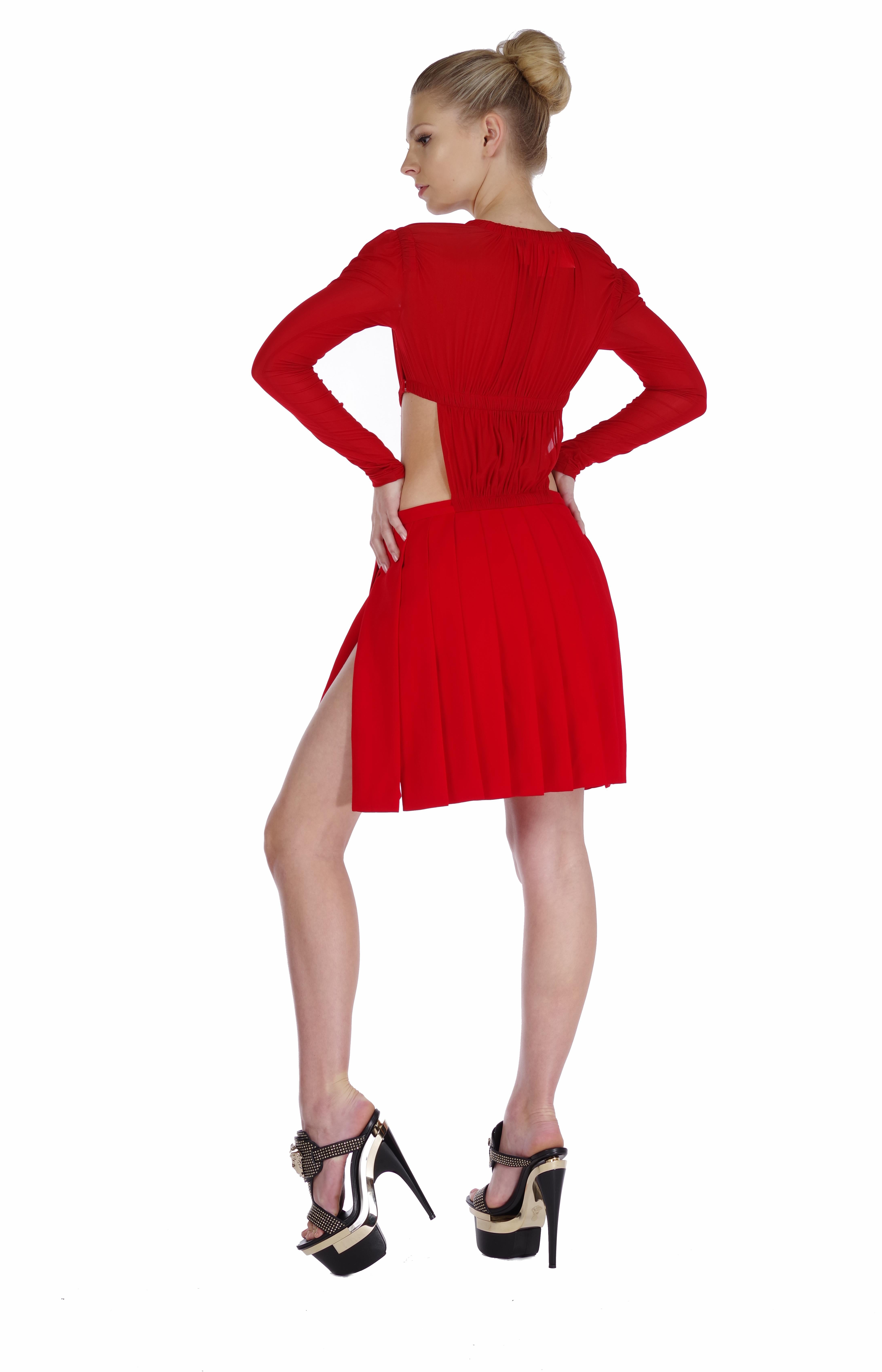 Red VERSUS VERSACE + Christopher Kane red cut-out dress For Sale