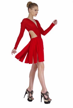 VERSUS VERSACE + Christopher Kane red cut-out dress