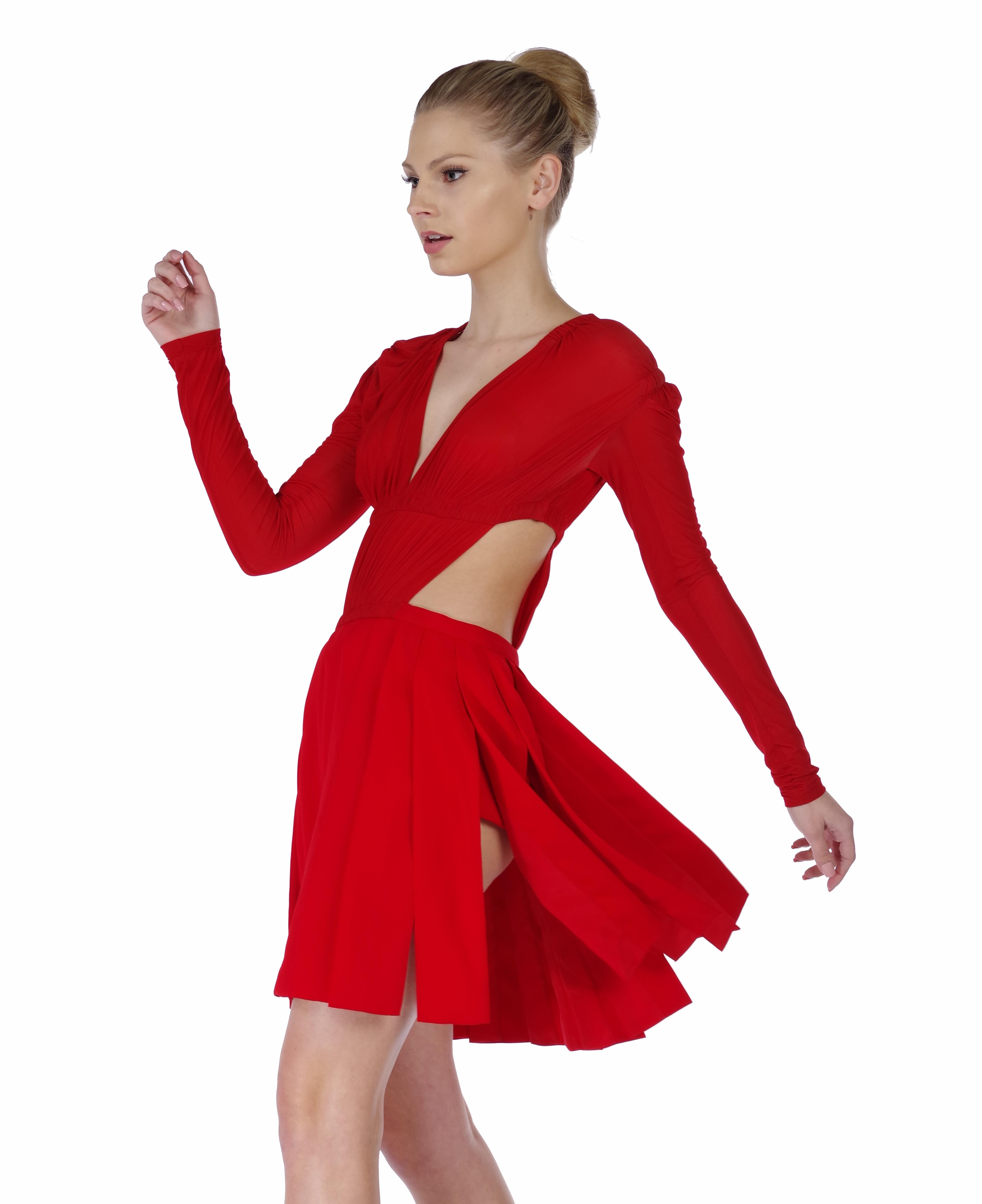 red cut out dresses