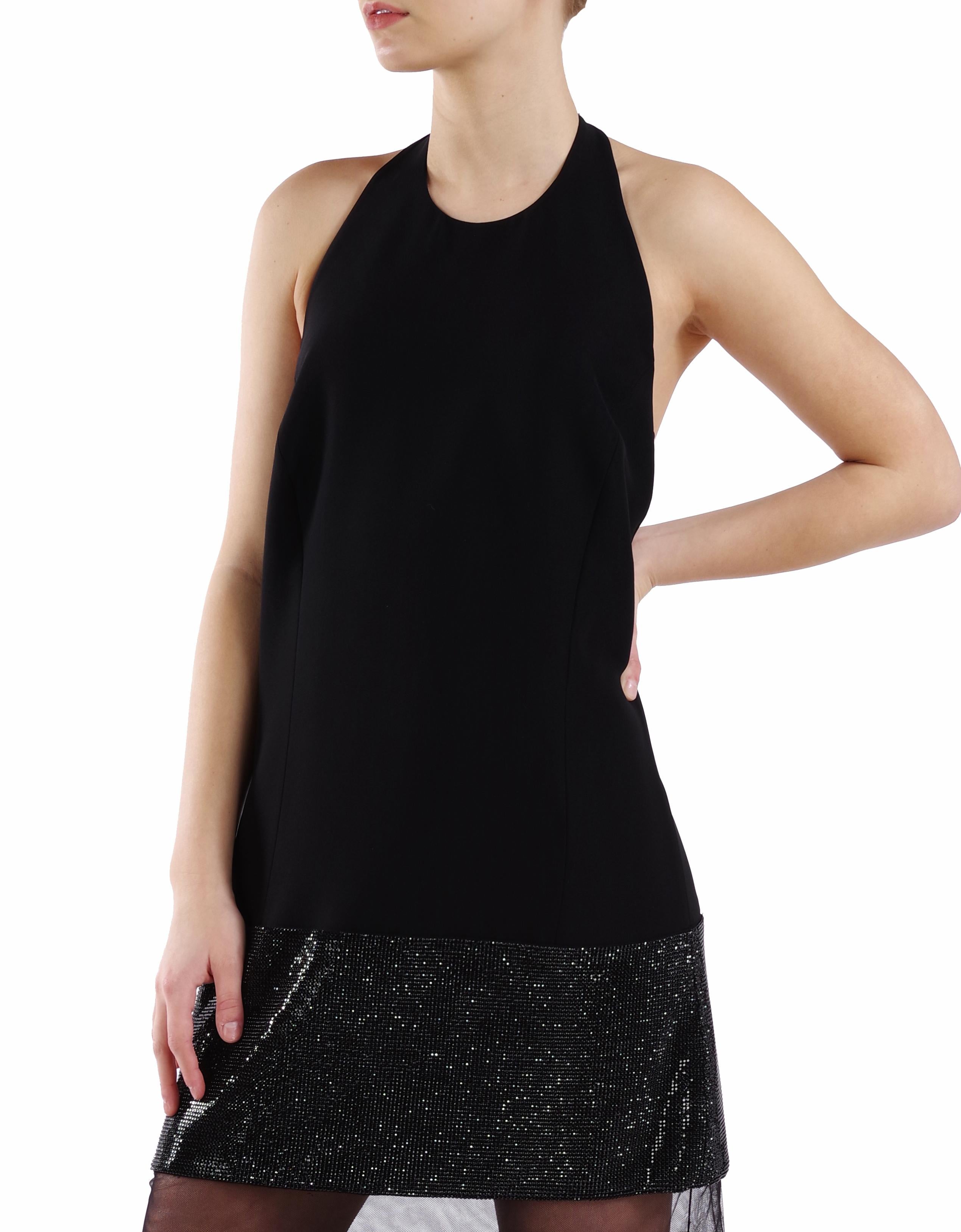 Robe longue Versace look n° 42 noire ornée de cristaux en maille, printemps-été 2015  42 - 6 Neuf - En vente à Montgomery, TX