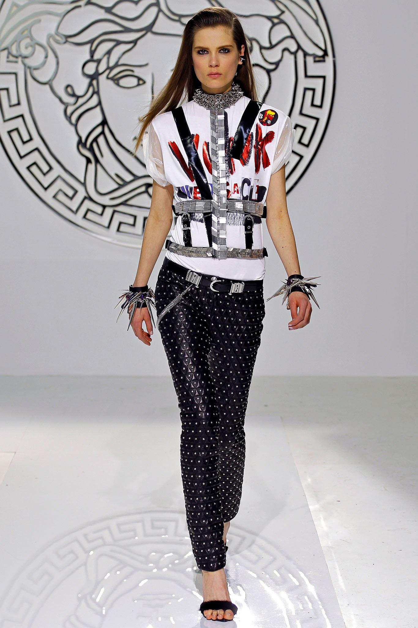 F/W 2013 Look # 30 NEW VERSACE T-STRAP EMBELLISHED HARNESS with CRYSTALS 38 - 4 6