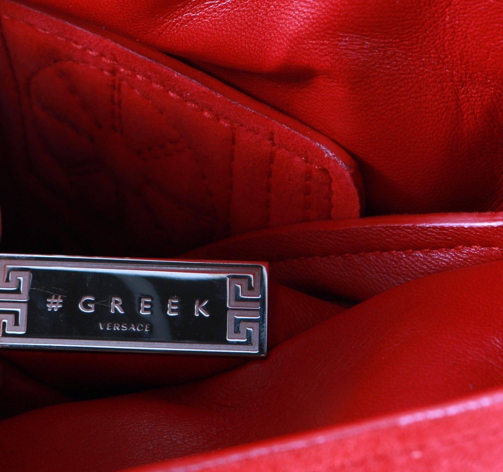 Versace #GREEK red suede leather shoulder bag In New Condition In Montgomery, TX