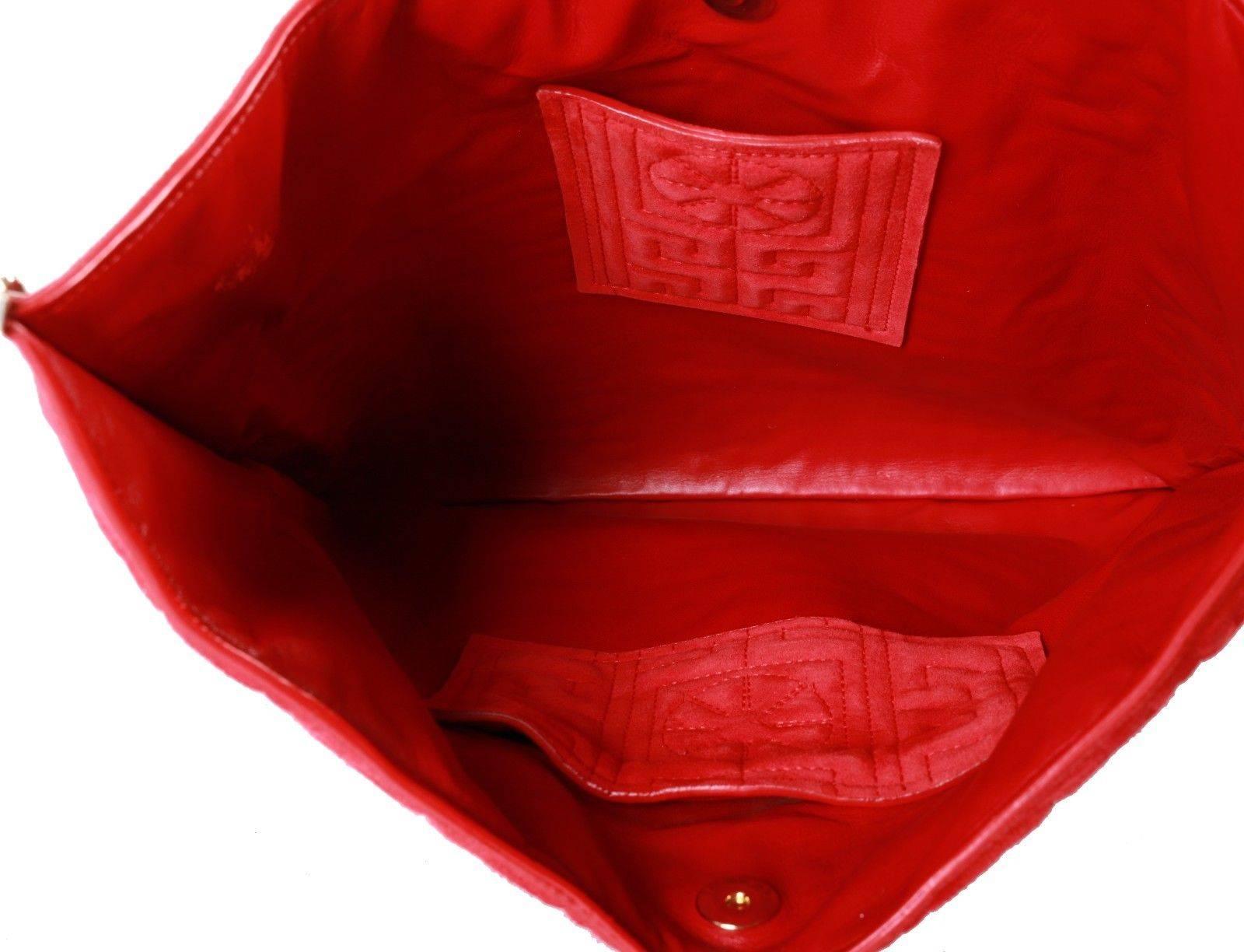 Women's Versace #GREEK red suede leather shoulder bag