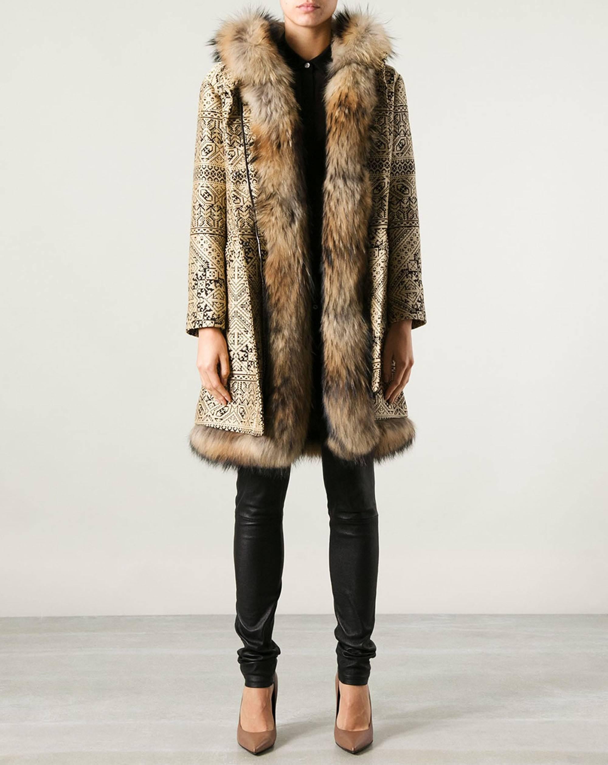 New ETRO RUNWAY DETACHABLE FUR LINING COAT 4