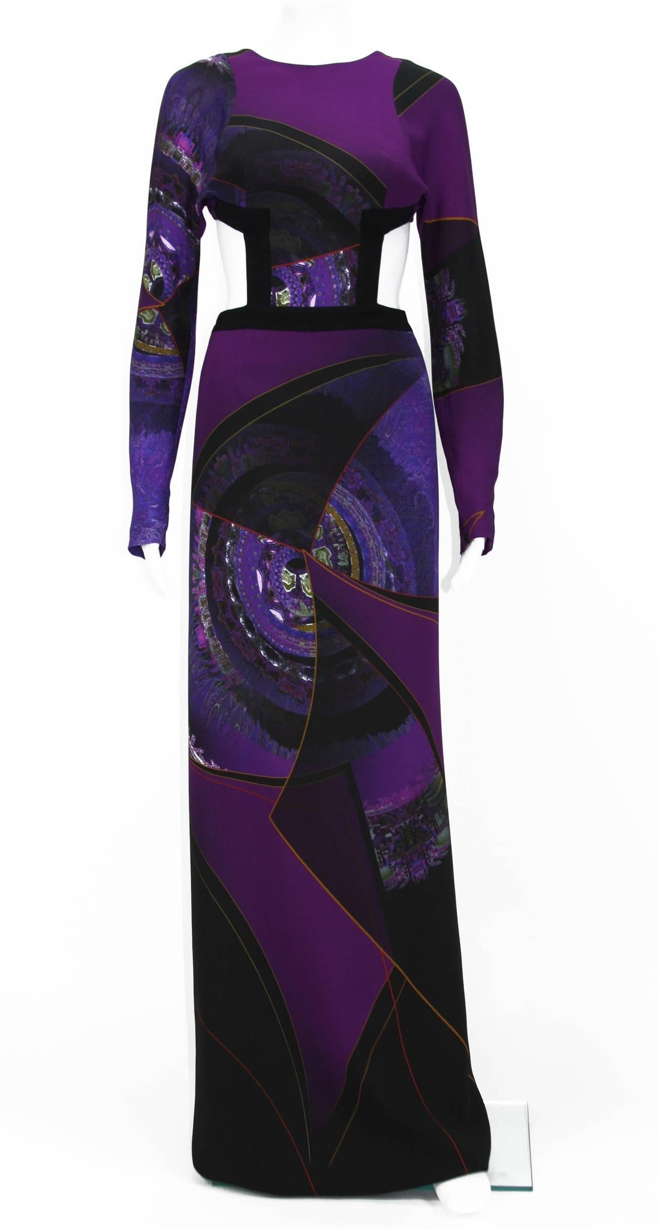 New ETRO RUNWAY SIDE CUTOUT OPEN BACK PRINTED GOWN 4