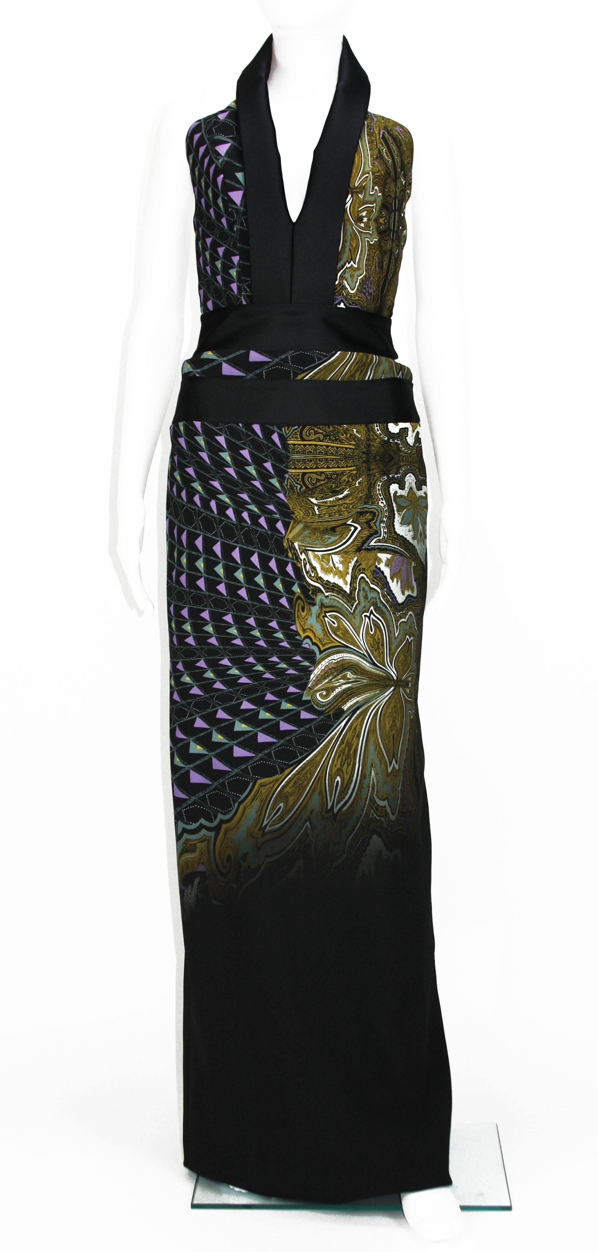 New ETRO PRINTED SIDE CUTOUT OPEN BACK GOWN 5