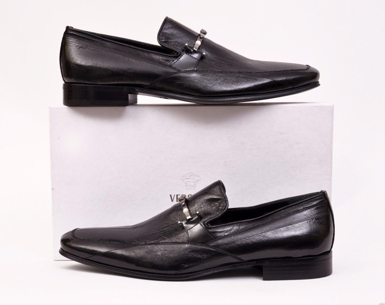 NEW VERSACE BLACK EEL SKIN LOAFERS for MEN 3