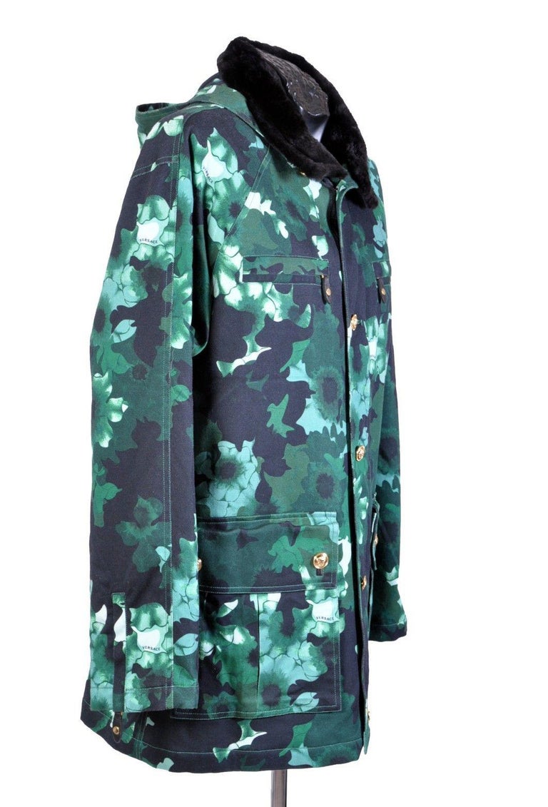 New VERSACE Military jacket with beaver fur for men at 1stDibs