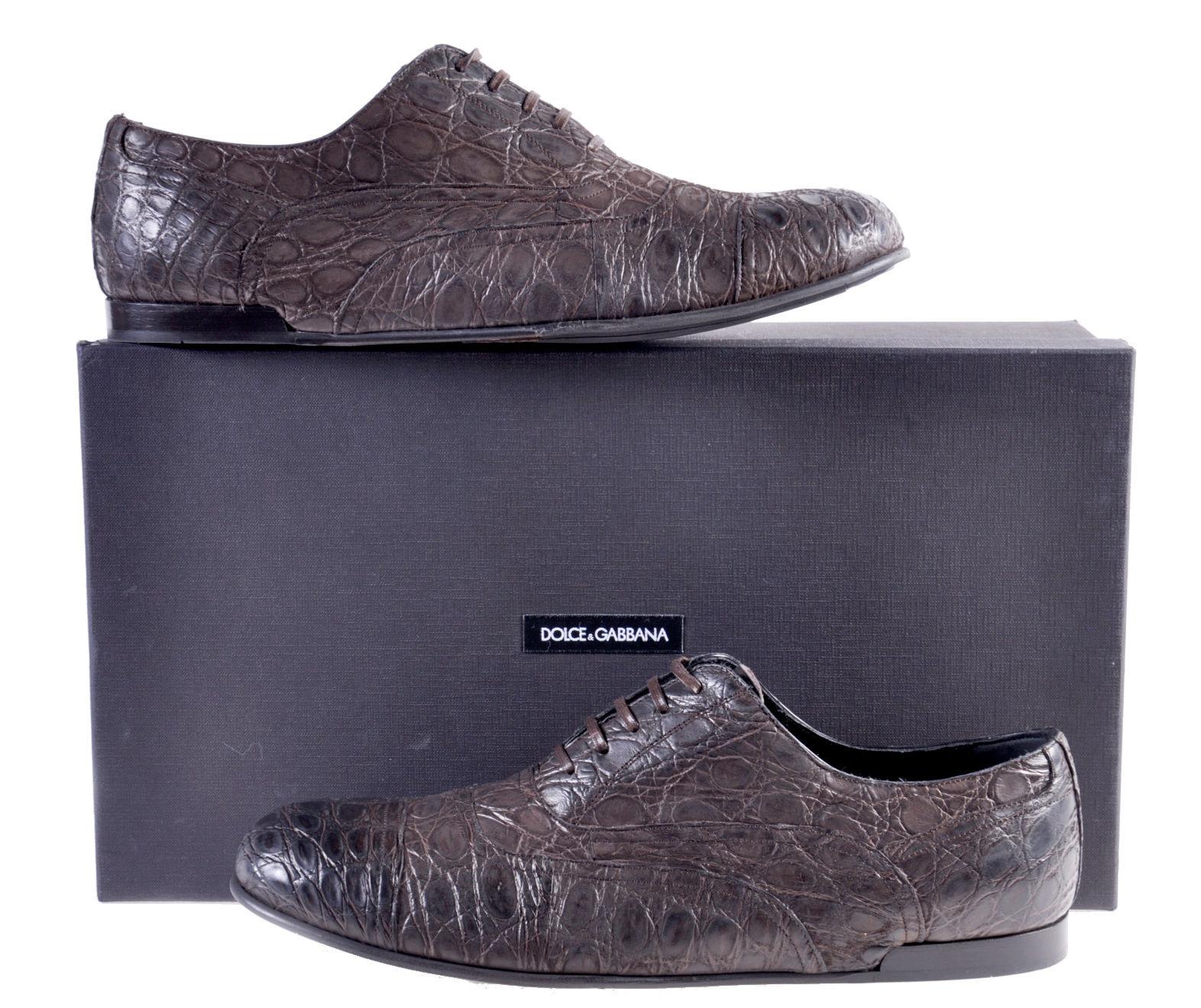 Men's NEW DOLCE & GABBANA BROWN CROCODILE LEATHER SHOES for MEN 43 - US 10