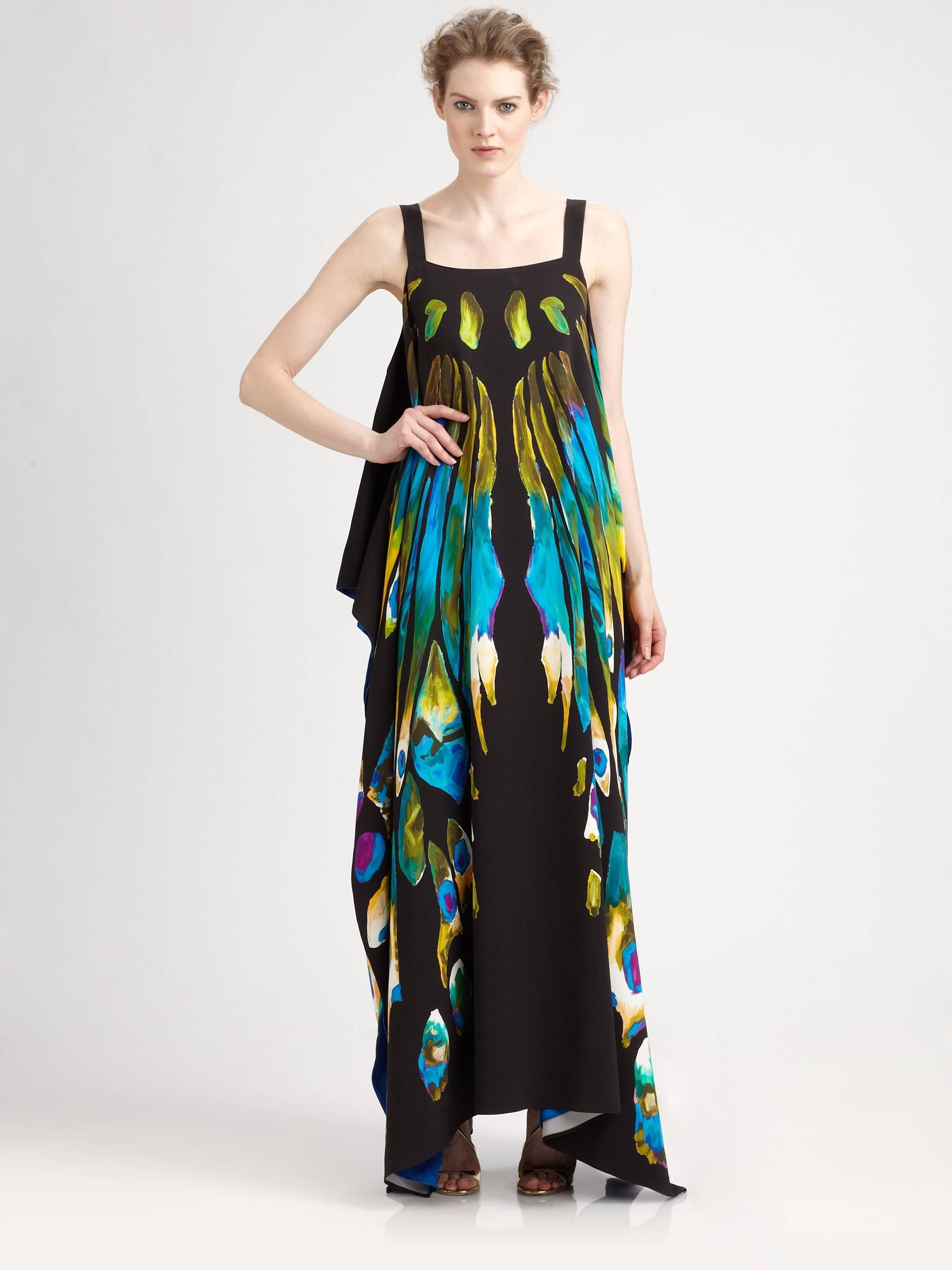 New ETRO EXOTIC & LUXURIOUS BUTTERFLY KAFTAN GOWN DRESS In New Condition In Montgomery, TX