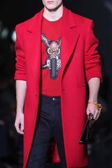 New VERSACE RED JEWEL EMBELLISHED 100% CASHMERE CREWNECK SWEATER