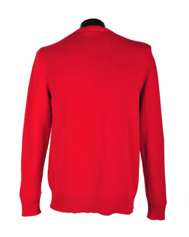 New VERSACE RED JEWEL EMBELLISHED 100% CASHMERE CREWNECK SWEATER For ...