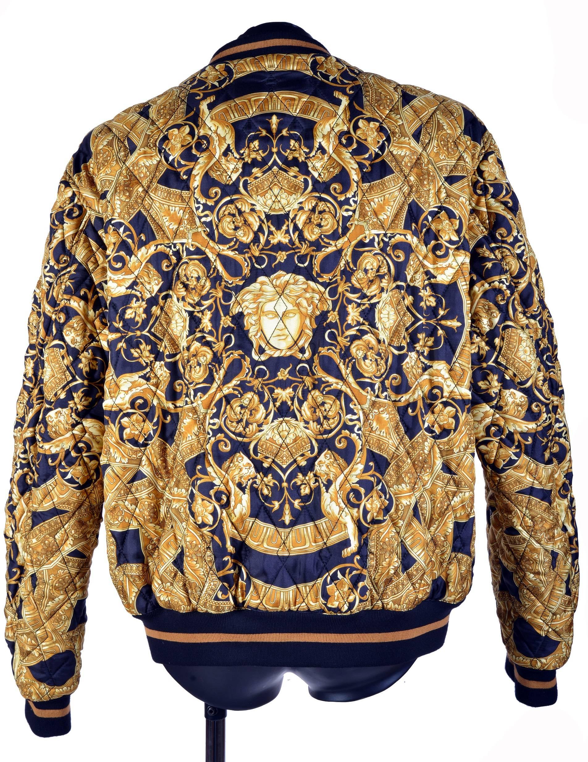 VERSACE BOMBER JACKET

FROM 
35th Anniversary Special Project Collection!

The collection was sold out instantly all over the world!

This bomber jacket from Versace featuring iconic print on quilted 100% silk, cotton ribbed neck, hem and