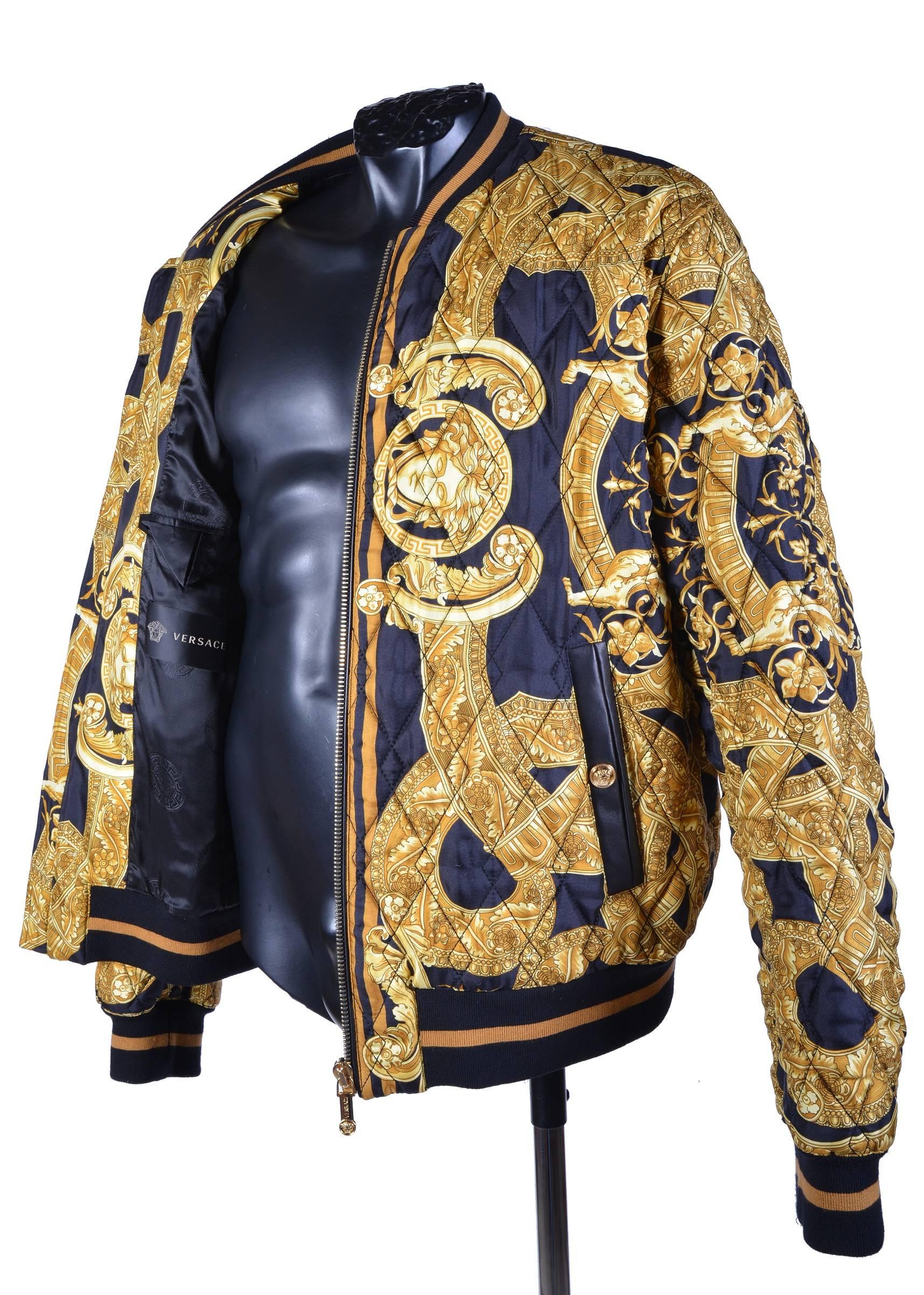 35th ANNIVERSARY VERSACE QUILTED SILK BOMBER JACKET at 1stDibs ...