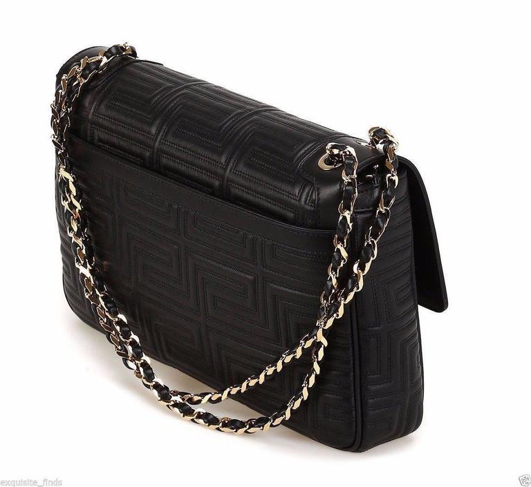 New GIANNI VERSACE COUTURE black quilted leather shoulder bag at