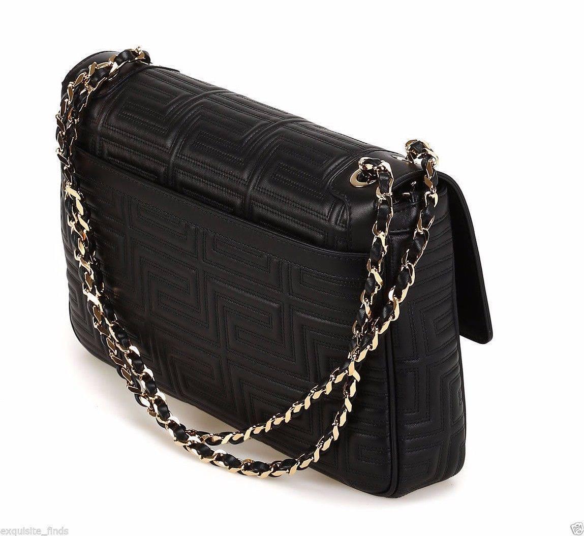 New GIANNI VERSACE COUTURE black quilted leather shoulder bag at 1stdibs