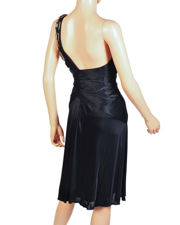 Versace Black One Shoulder Crystal Embellished Dress For Sale at ...