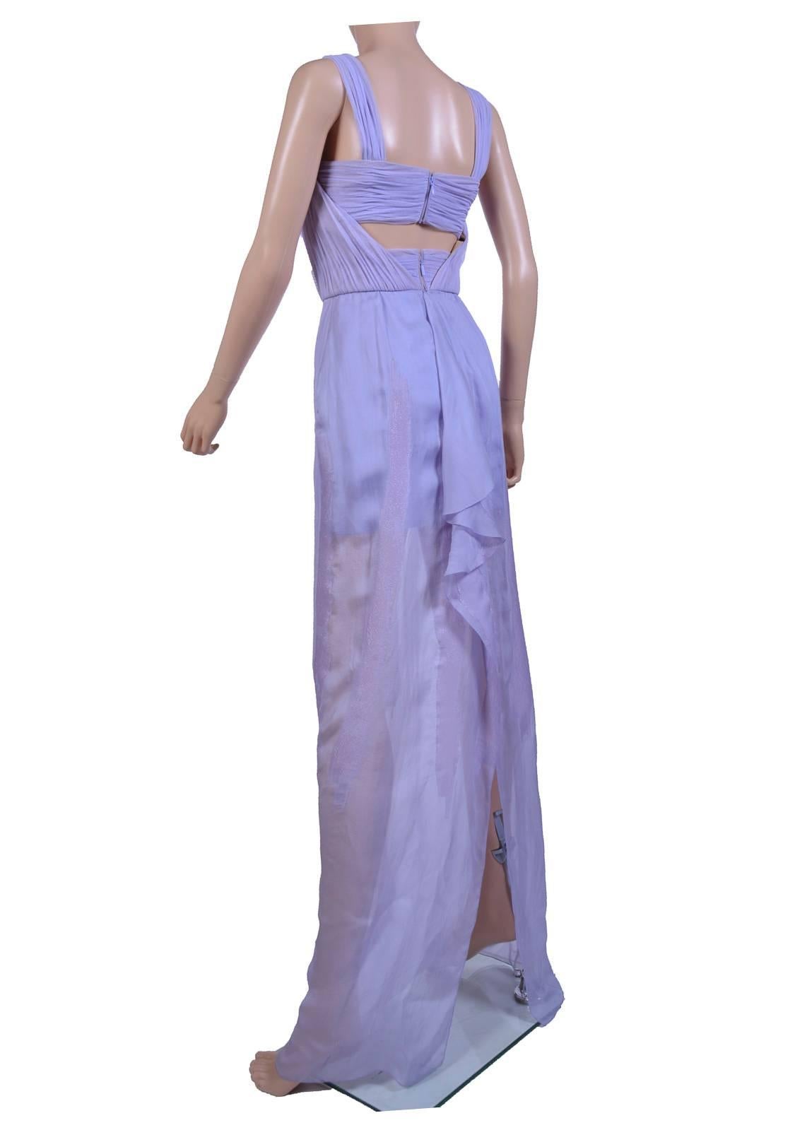 New VERSACE Lilac Chiffon Long Dress 38 2