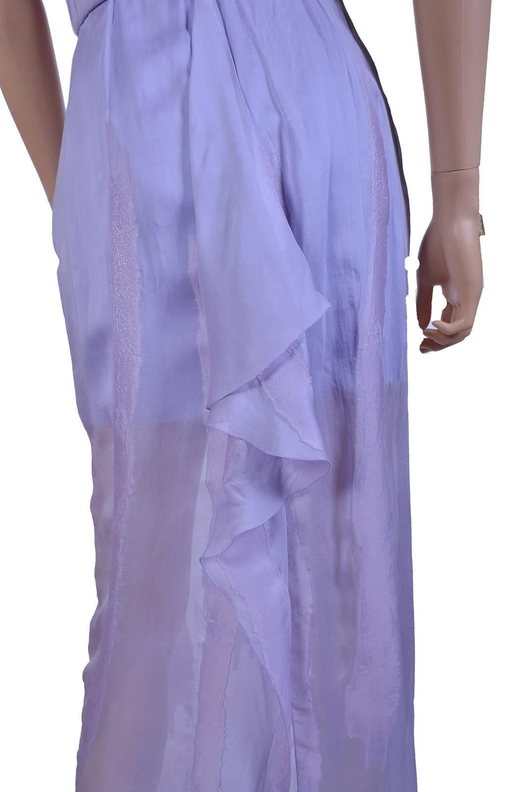 New VERSACE Lilac Chiffon Long Dress 38 3